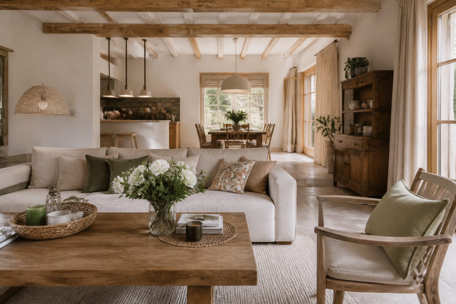 Intérieur de maison chaleureux et lumineux