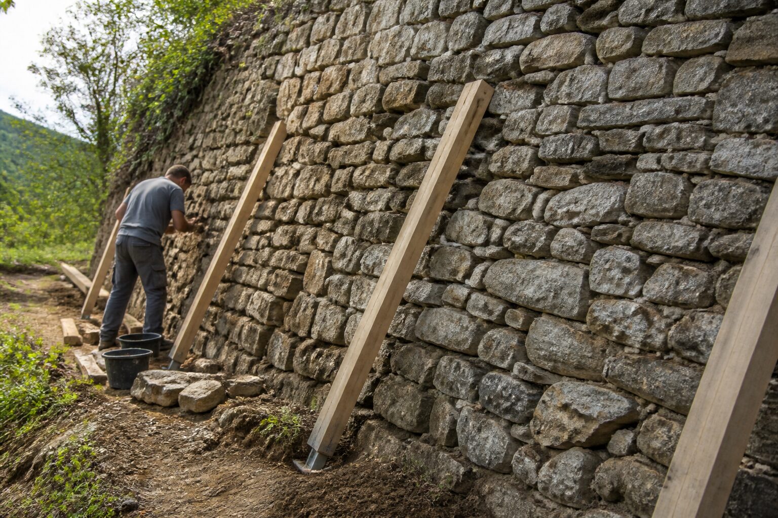 Consolider un mur en pierre qui penche : 5 méthodes efficaces