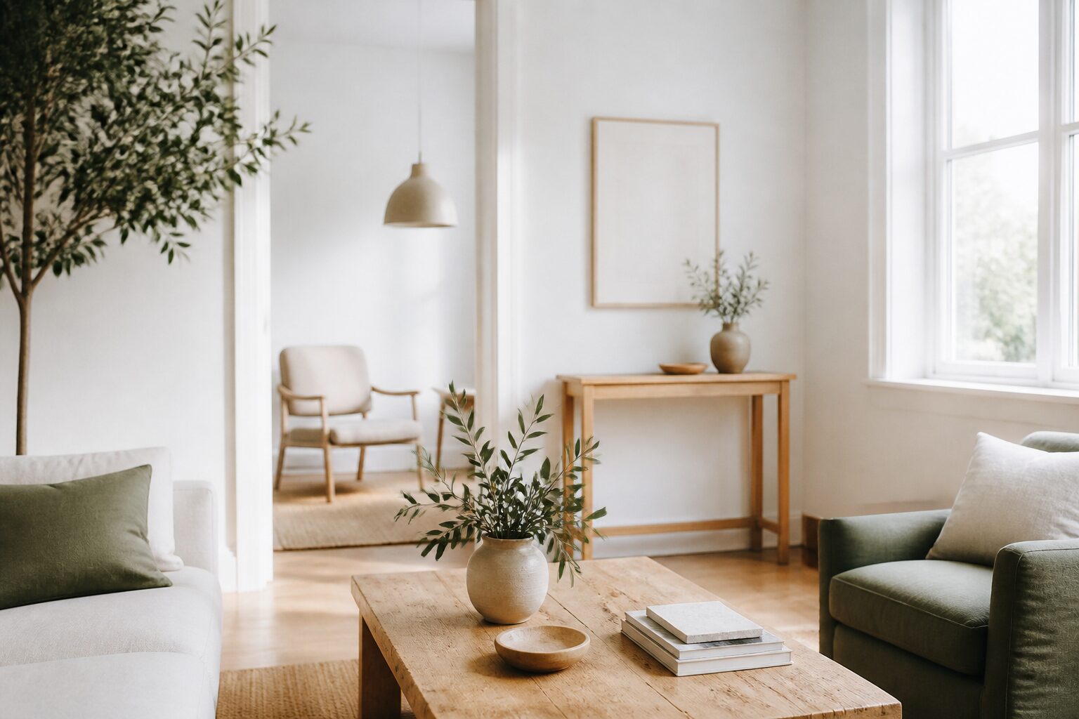 Interieur lumineux d'une maison Phenix renovee